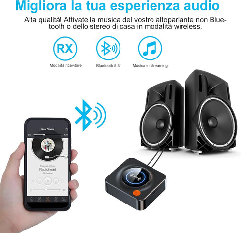 eppfun Bluetooth 5.3 Receiver for Home Stereo, with NFC, TF Card Slot, 3.5mm AUX/RCA, Wireless Audio Adapter Low Latency for Home Music Streaming Stereo System