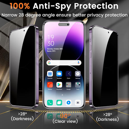 3+3 Pack Privacy Screen Protector for iPhone 14 Pro Max 6.7-Inch with Camera Lens Protector, Anti Spy Tempered Glass