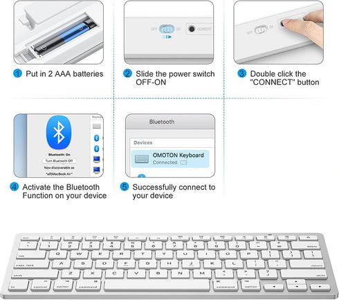 OMOTON Bluetooth Keyboard for Mac, Compact Wireless Keyboard Compatible with MacBook Pro/Air, iMac, and PC