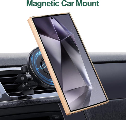 Samsung Galaxy S24 Ultra Shockproof Case, Slim Soft Protective Cover with 360° Rotatable Ring Holder, Black, Rose Gold