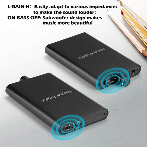 Headphone Amplifier with Bass Boost, Support 3.5mm AUX and Type-C for Mac, Phones, iPad, Xbox