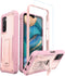 ExoGuard Rubber Shockproof Case for Samsung Galaxy A03S 5G, with Screen Protector and Built-in Kickstand (Pink)