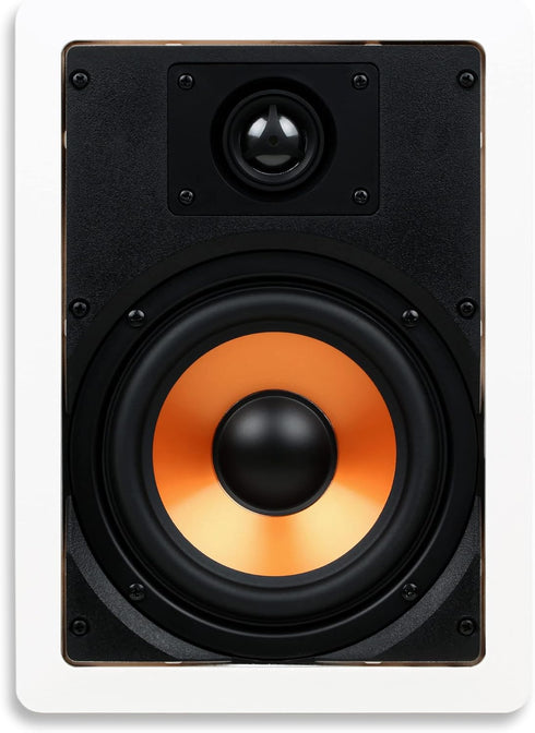 Micca M-6S 2-Way in-Wall Speaker, 6.5" Woofer, 1" Tweeter, 7.3"(W) by 10.7"(H) Cutout, White