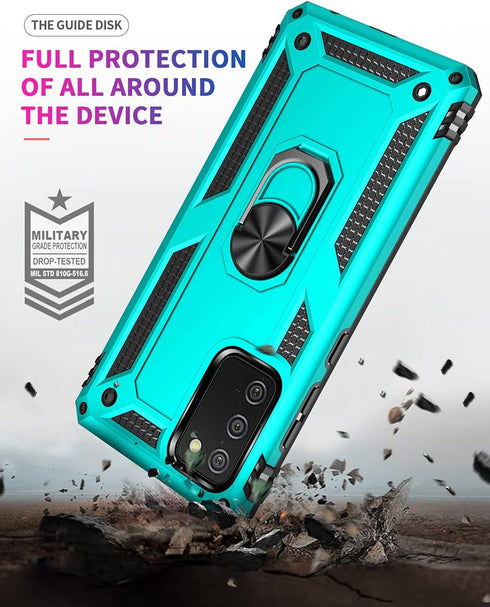 Samsung A02s Case with HD Screen Protector, Military-Grade Kickstand Holder, Shockproof Cover for Galaxy A02s, Green