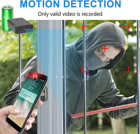Smallest Wireless WiFi Camera with Battery, 1.5 Hours Battery Time, HD1080P Baby Monitor with Night Vision