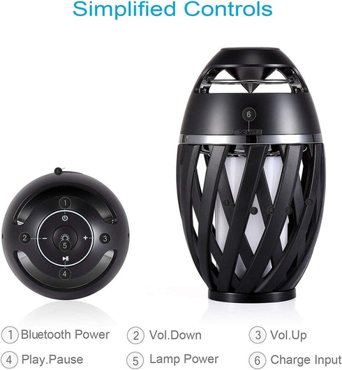 DiKaou BT4.2 Led Flame Table lamp, Torch Atmosphere Bluetooth Speakers&Outdoor Portable Stereo Speaker with HD Audio