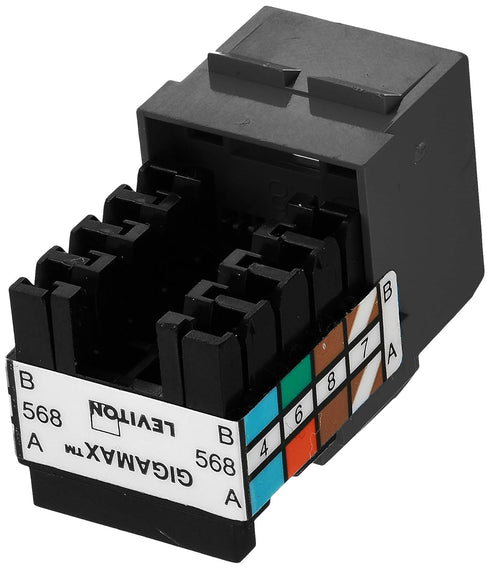 Leviton 5G108-AE5 Cat 5e 8-Wire QuickPort Adapter Jack, Black, 10-Pack