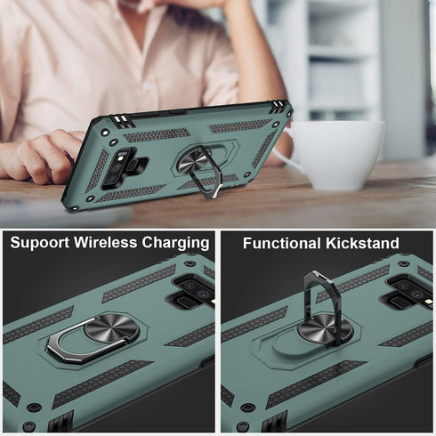 IKAZZ Case for Galaxy Note 9, Military Grade Shockproof Heavy Duty Phone Cover with Magnetic Kickstand