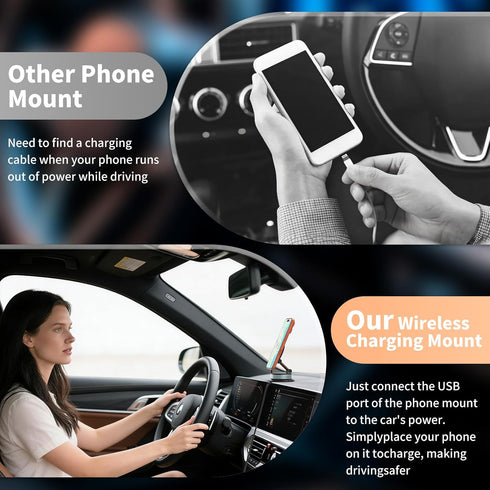E EAKSON 15W 360 17 16 15 14 13 12 Wireless Car Charger - Fast Wireless Charging Car Mount, Adjustable Vacuum Magnetic
