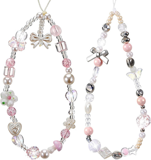 XLIUAX 2 Pack Beaded Camera Wrist Straps, Phone Charm Wristlet Lanyards for Purse