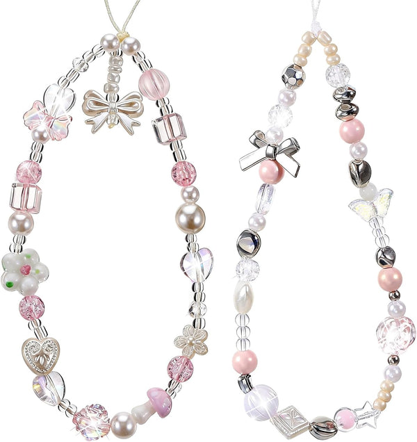 XLIUAX 2 Pack Beaded Camera Wrist Straps, Phone Charm Wristlet Lanyards for Purse