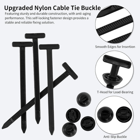 DIDONSO 100PCS Push Mount Cable Tie Buckle Clips with Nylon Zip Ties, Universal Automotive Wire Harness Fasteners