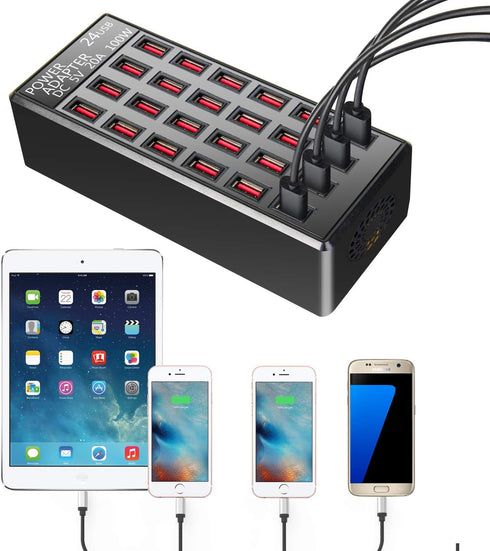 100w 24(20A) Port USB Fast Charging Station, Travel Desktop Rapid Charger for Smartphones, Tablets