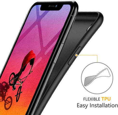 Ultra-Thin Black Soft Silicone TPU Phone Case + 2 Screen Protector for LG K31 Rebel (5.70") - Shock-Absorption Cover