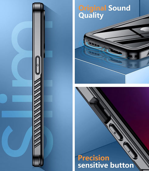 Designed for iPhone 13 Pro Case - Waterproof Full Body Shockproof Phone Cover with Built-in Screen Protector (Black)