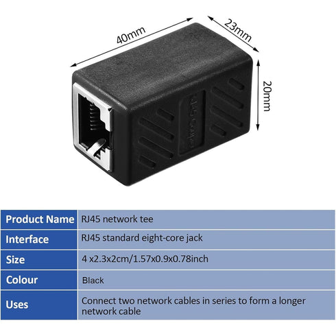 Frienda 10 Pieces RJ45 Coupler, Ethernet Extension Adapter for Cat7/Cat6/Cat5e/Cat5 Network Cable