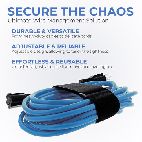 Reusable Cinch Straps 20" x 1" - Premium Quality Hook and Loop Safety Straps, 15 Pack