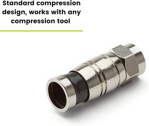 trueCABLE Universal Easy Fit RG6 & RG6Q Compression F-Connector for Dual Shield Coaxial Cable, 10 Pieces