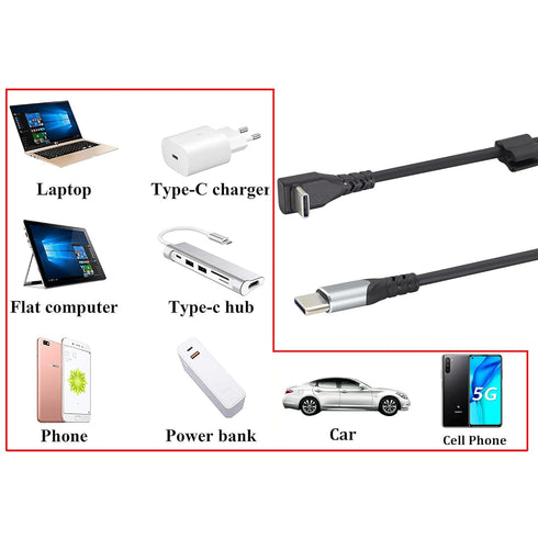 USB 3.1 Type C to Type C Cable, 90 Degree Spring Spiral Fast Charging Data Extension Cable, 3.3FT/1M for Laptop & Tablet