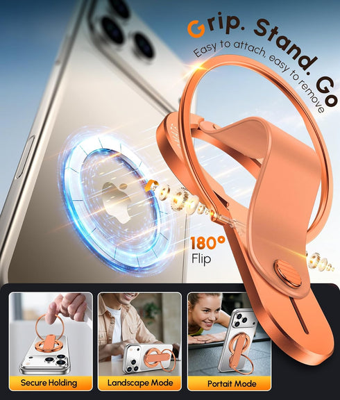 GripMate 2nd 17 16 15 14 13 12 Magnetic Phone Ring Holder for MagSafe, Removable Finger Loop Phone Ring Grip, Two-Sided