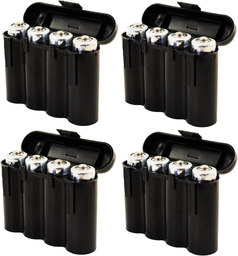 4 Pack AA/AAA/CR123A Black Battery Holder Storage Cases