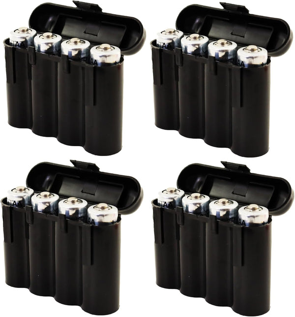 4 Pack AA/AAA/CR123A Black Battery Holder Storage Cases