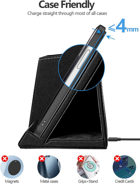 2-in-1 Pen Holder with Wireless Charger, Compatible with iPhone 16/15/14/13/12/11/8 Series, Desk Phone Stand