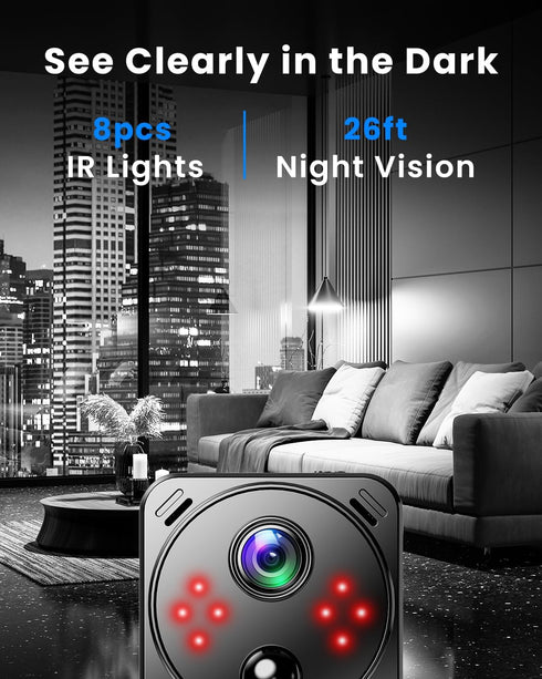 VIDCASTIVE 4K 2.4/5GHz 150 Mini Hidden Camera Dual-Band WiFi Indoor Security Camera with AI Human Detection, Night