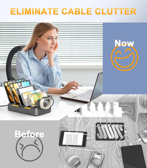 CREATIVE DESIGN Charging Station for Multiple Devices Apple - 50W USB Multi Charging Station for iPhone, iPad, Cell