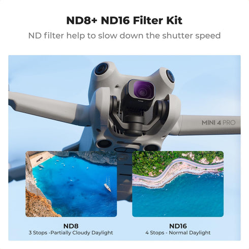 K&F Concept ND UV CPL Filters Kit for DJI Mini 4 Pro, 4 Pack (CPL+UV+ND8+ND16) Multi-Coated Optical Glass