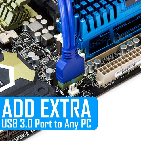 Kingwin USB 3.0 PCI Bracket Cable with Dual Ports, 20-Pin to USB 3.0 Adapter for Desktop PC