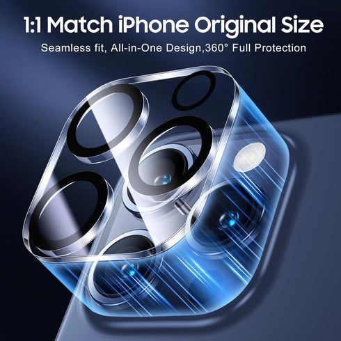 UniqueMe 3 Pack Camera Lens Protector for iPhone 15 Pro/Pro Max, 9H Tempered Glass, Drop Protection, Case Friendly,