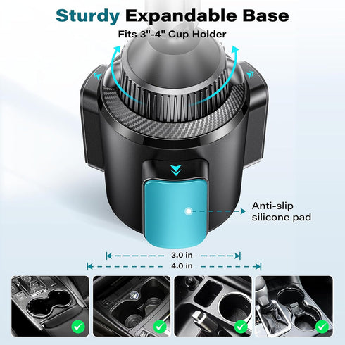 EXELIQ N55 17-12 Upgraded Magnetic Cupholder Phone Holder for Car - Ultra Strong Magnets, Flexible Tri-Pivot Cup Phone