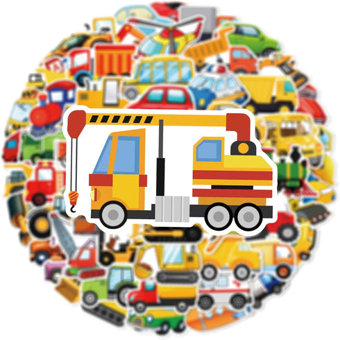 Luziwiox Pack, 60Pcs (Colourful-F1) Transportation Vehicle Truck Stickers Vinyl Waterproof Cool Stickers Construction