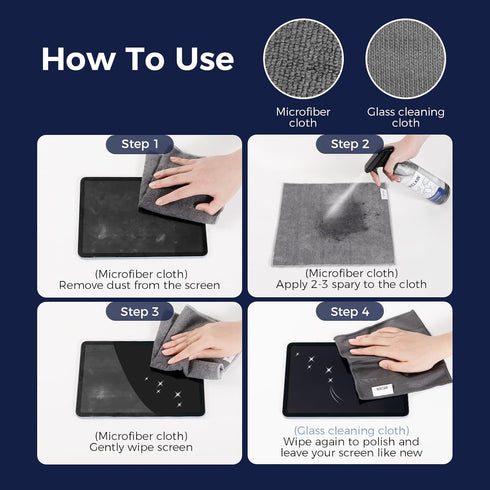 WELKIN Screen Cleaner Spray Kit (250ml + 60ml) - Cleaning Gel for TV, Laptop, Phone Touchscreen - 2 Sprayers & Cloth