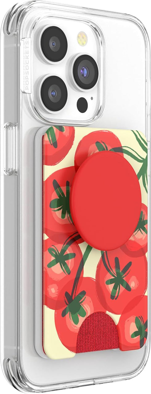 PopSockets Phone Wallet, Expanding Grip, Wireless Charging Compatible, Wallet for MagSafe - Campari