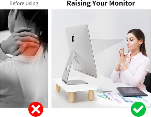 AFOOYO Monitor Stand Riser, Cookie-Shaped Sturdy Wood Computer Monitor Stand for Desk, Ergonomic Desk Stand