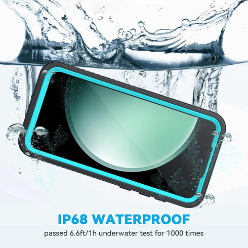 Lanhiem IP68 Waterproof Case for Samsung Galaxy S23 FE, Dustproof, Built-in Screen Protector, Heavy Duty, Blue/Clear