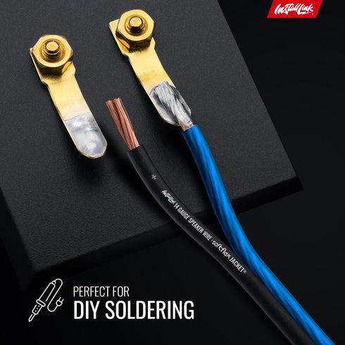 Install Link 14 AWG Gauge Speaker Wire Cable, 30 Feet, CCA for Stereo, Car or Home Theater