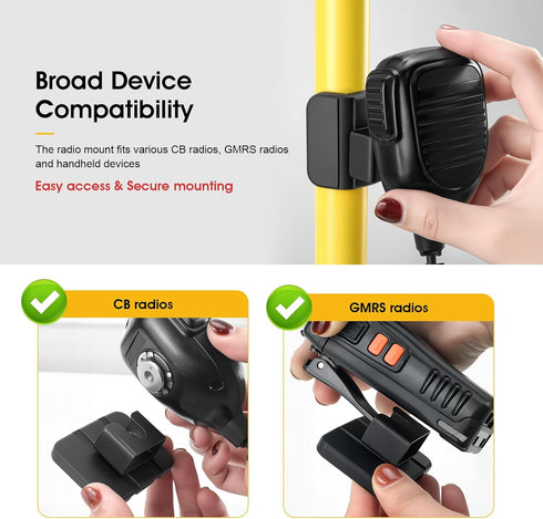 MagitcSee Handset, 2 Pack No-Drill Universal Magnetic CB Radio Mic Holder, Flexible Mount with No-Scratch Rubber Magnet