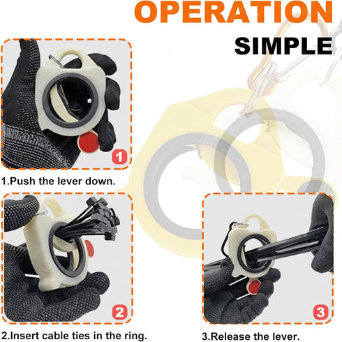 Zip Tie Organizer, Glow in the Dark Cable Tie Holder for Electrician Management, Reusable Light Plastic (White, 4 Pcs)