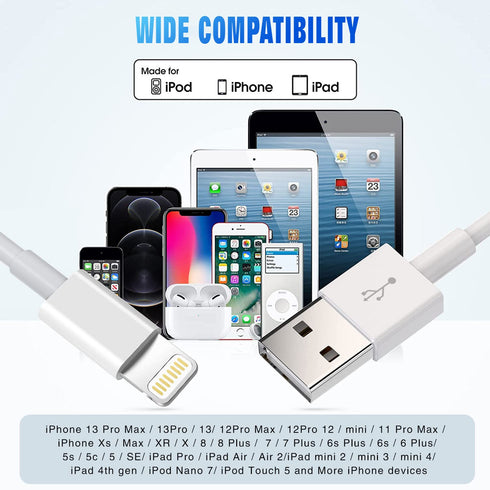 iPhone Charger (3/3/6/6/10FT) 5Pack MFi Certified Lightning Cable, Fast Charging Cords Compatible with iPhone 14 13 12