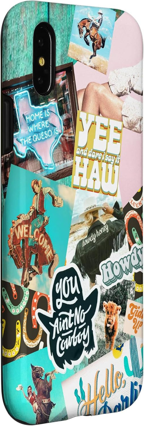 iPhone X/XS Case, Western Cowgirls Howdy Giddy-up Boho Aesthetics Country Chic