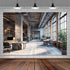 JAWO 7X5ft Modern Office Backdrop for Video Conference Business Backdrops Rustic Brick Wall Virtual Office Scene