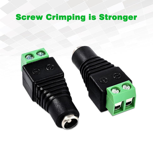 20Pcs Female 12V DC Power Connector, 5.5mm x 2.1mm Barrel Adapter for LED Light Strip CCTV Security Camera Monitoring