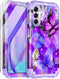 Rancase Butterfly Galaxy A15 5G Case: Three-Layer Heavy Duty Shockproof with 2 Tempered Glass Protectors, 6.5 inch.