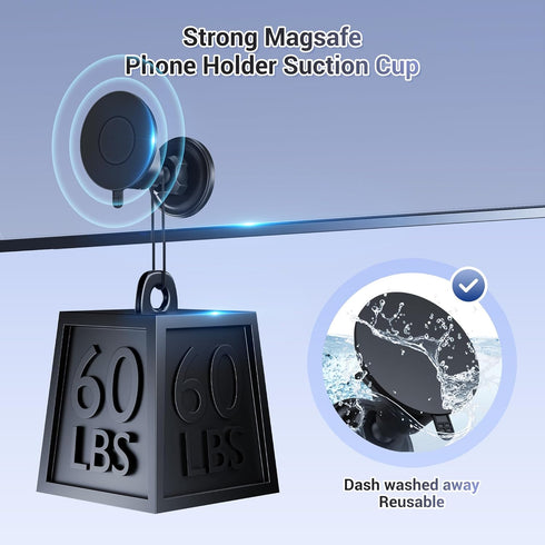 PROfezzion Magnetic Shower Mirror Phone Holder, Reusable Suction Cup Mount for iPhone 15 14 13 12 & All Phones, White
