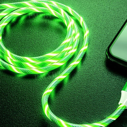 USB Type C to Type C PD Fast Charging Cable, High Data Speed Phone Charger with Visible Light Up Green Current Flow, 39
