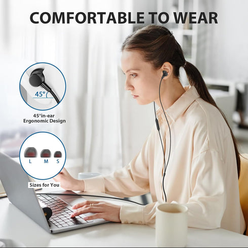 Wired Headphones Earphones for Laptop PC Chromebook, Noise Cancelling Ear Buds with 3.5mm Plug in Audio Jack,