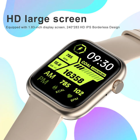 Smart Watch for Men Women - Bluetooth Call, 1.83" Fitness Tracker, Heart Rate Monitor, Waterproof